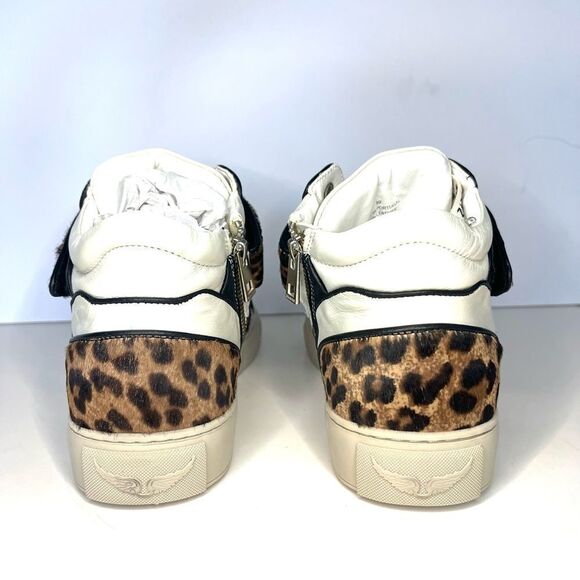 Zadig&Voltaire Mid Flash leopard-effect sneakers Logo Laces Sz 8 (39) NIB $698 - Picture 9 of 12